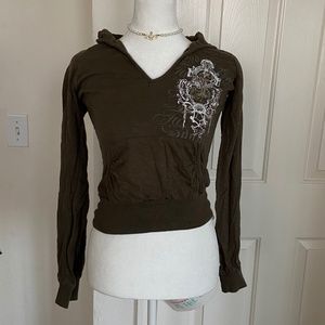 ✧ V Neck Crop Top Long Sleeve Hoodie ✧